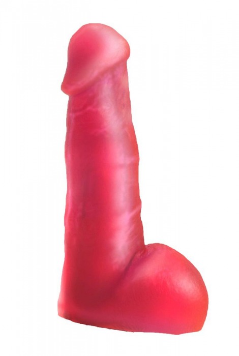 Розовая гелевая насадка с мошонкой для страпона - 17,8 см. - LOVETOY (А-Полимер) - купить с доставкой в Краснодаре