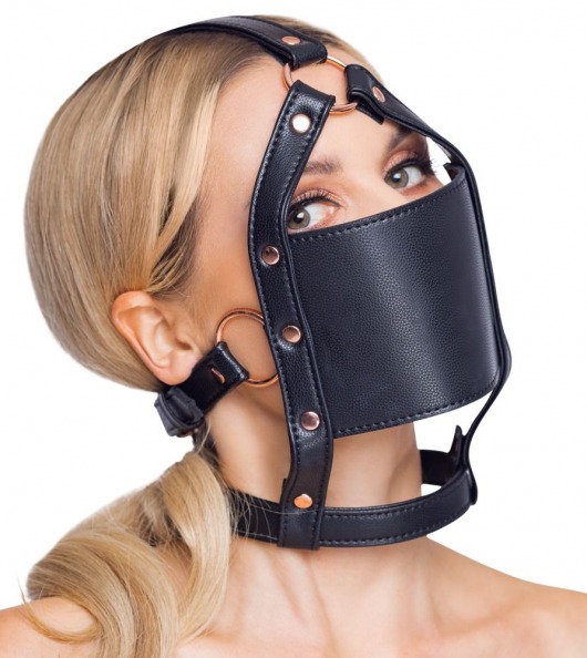 Черный намордник с кляпом-шаром Head Harness With A Gag - Orion - купить с доставкой в Краснодаре