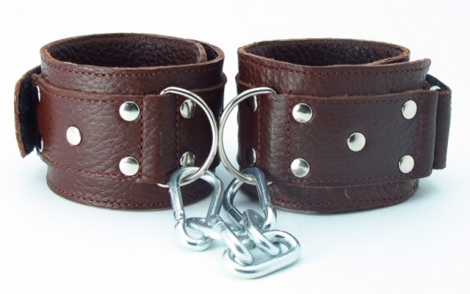 Коричневые кожаные наручники - БДСМ Арсенал - купить с доставкой в Краснодаре