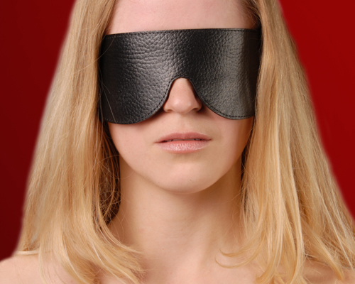 Чёрная широкая кожаная маска на глаза - Sitabella - купить с доставкой в Краснодаре