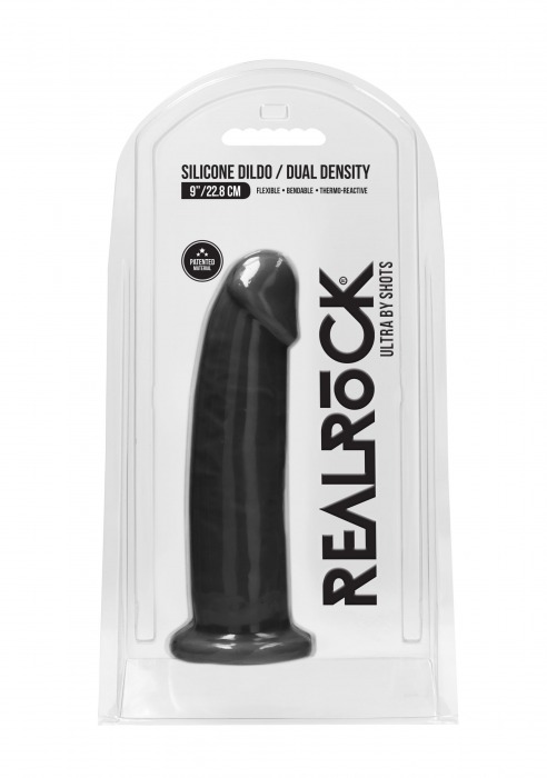 Черный фаллоимитатор Silicone Dildo Without Balls - 22,8 см. - Shots Media BV