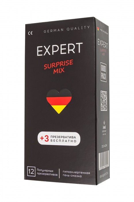 Презервативы EXPERT Surprise Mix - 12 шт.(+3 в подарок) - Expert - купить с доставкой в Краснодаре