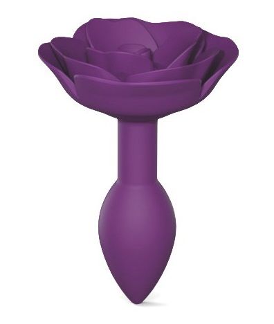 Фиолетовая анальная пробка с ограничителем-розой Open Rose Size S Butt Plug - Love to Love