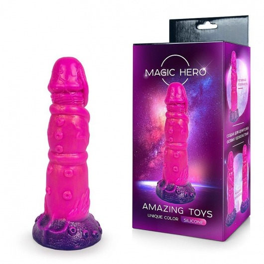 Розовый рельефный фантазийный фаллоимитатор - 20 см. - Bior toys - купить с доставкой в Краснодаре