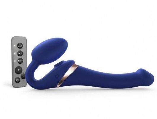 Синий безремневой страпон Multi Orgasm Size S с клиторальной стимуляцией - Strap-on-me - купить с доставкой в Краснодаре