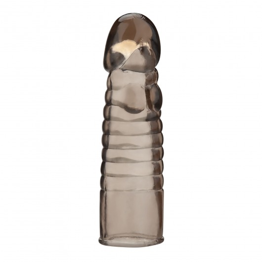 Дымчатая насадка-удлинитель Ribbed Realistic Penis Enhancing Sleeve Extension - 15,2 см. - BlueLine - в Краснодаре купить с доставкой