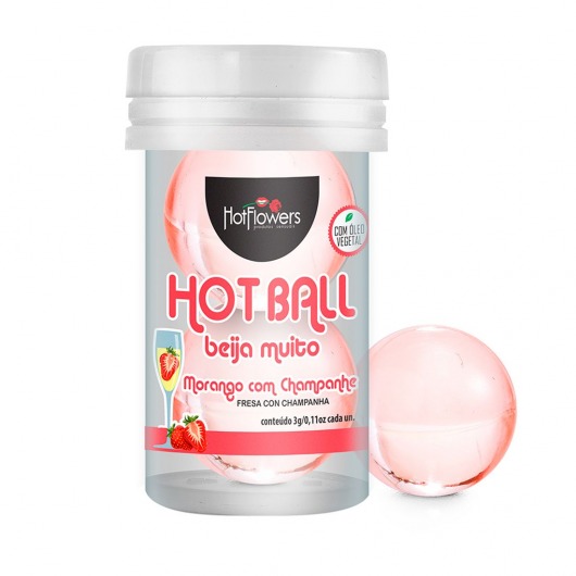 Лубрикант на масляной основе Hot Ball Beija Muito с ароматом клубники и шампанского (2 шарика по 3 гр.) - HotFlowers - купить с доставкой в Краснодаре