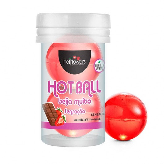 Лубрикант на масляной основе Hot Ball Beija Muito с ароматом шоколада и клубники (2 шарика по 3 гр.) - HotFlowers - купить с доставкой в Краснодаре