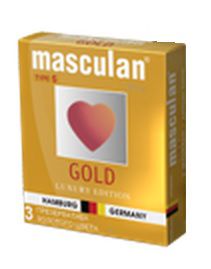 Презервативы Masculan Ultra Gold с золотым напылением и ароматом ванили - 3 шт. - Masculan - купить с доставкой в Краснодаре