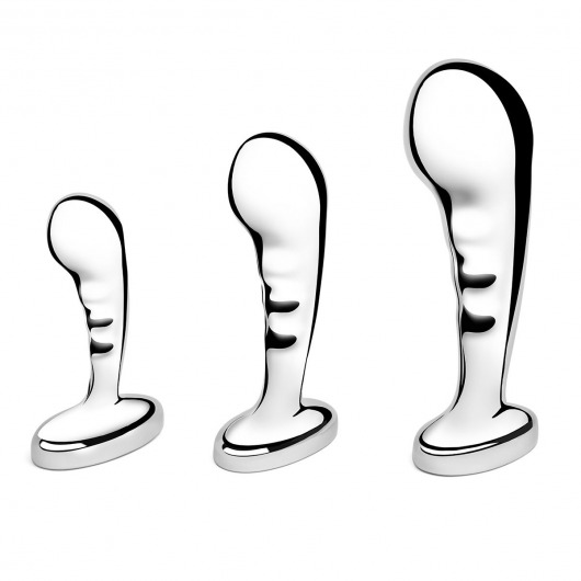 Набор из 3 стальных стимуляторов простаты Stainless Steel P-spot Training Set - b-Vibe - в Краснодаре купить с доставкой