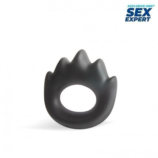 Черное эрекционное кольцо в форме пламени - Sex Expert - в Краснодаре купить с доставкой