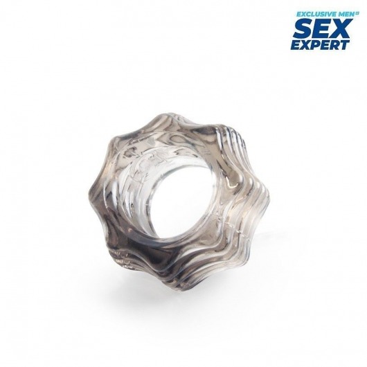 Дымчатое фигурное эрекционное кольцо - Sex Expert - в Краснодаре купить с доставкой
