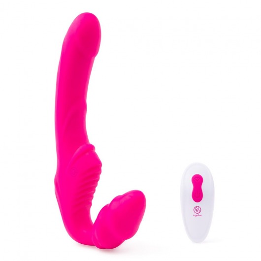 Розовый безремневой страпон на радиоуправлении Strapless Together - 22 см. - Together Toy - купить с доставкой в Краснодаре