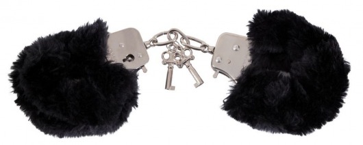 Черные меховые наручники Love Cuffs Black - Orion - купить с доставкой в Краснодаре
