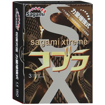 Суженные к основанию презервативы Sagami Xtreme COBRA - 3 шт. - Sagami - купить с доставкой в Краснодаре