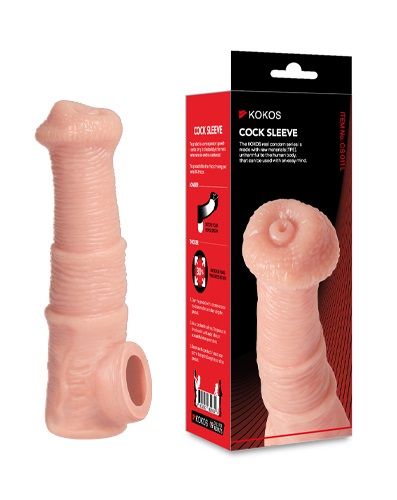 Телесная фантазийная насадка на член Cock Sleeve Size M - KOKOS - в Краснодаре купить с доставкой