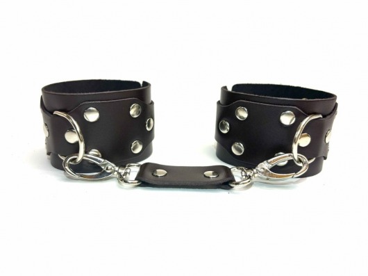 Коричневые кожаные наручники Sex Game - БДСМ Арсенал - купить с доставкой в Краснодаре