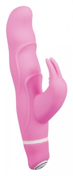 Розовый вибратор Smile Bunny с клиторальным зайчиком - 15 см. - Orion