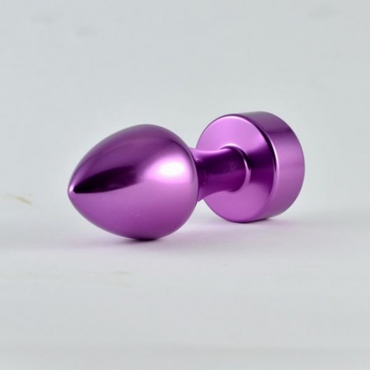 Фиолетовая алюминиевая втулка с прозрачным кристаллом - 8,1 см. - Lovetoy - купить с доставкой в Краснодаре