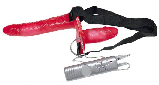 Красный женский страпон с вагинальной пробкой Bad Kitty - 18 см. - Orion - купить с доставкой в Краснодаре