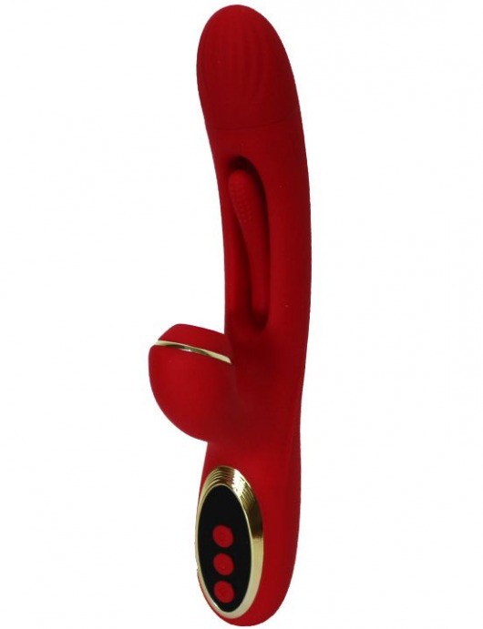 Красный вибратор с тройной стимуляцией Tornado G-Hit - 24,5 см. - Eroticon