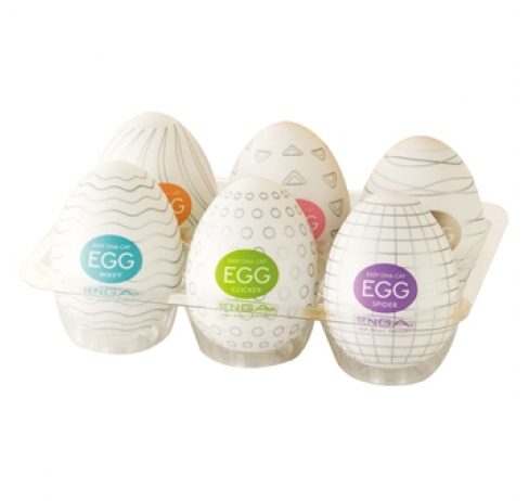 Набор из 6 мастурбаторов-яиц Tenga EGG Strong Sensations с различными рельефом - Tenga - в Краснодаре купить с доставкой