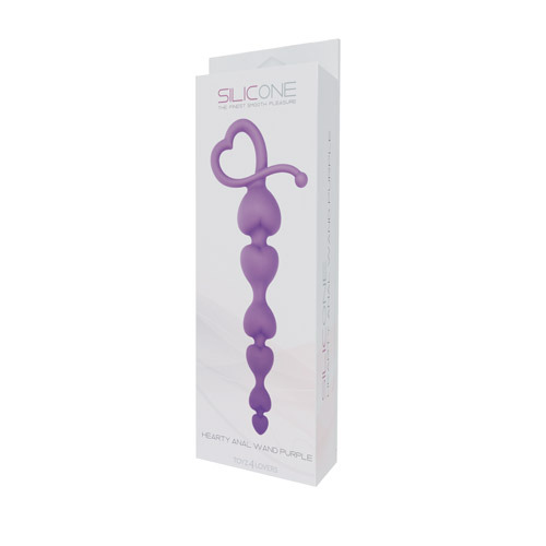 Фиолетовая анальная цепочка с звеньями-сердечками HEARTY ANAL WAND SILICONE - 18 см. - Toyz4lovers