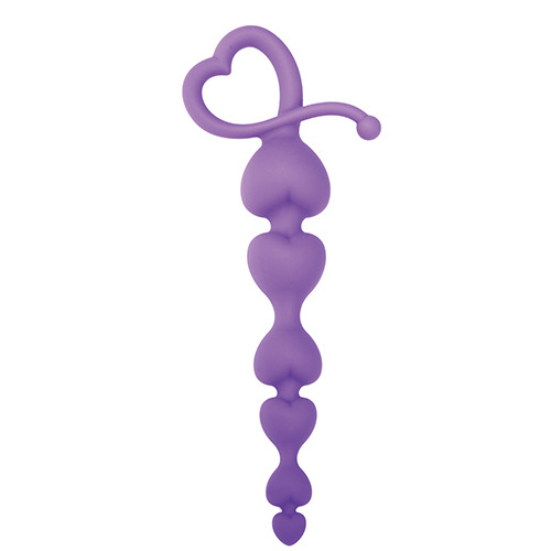 Фиолетовая анальная цепочка с звеньями-сердечками HEARTY ANAL WAND SILICONE - 18 см. - Toyz4lovers