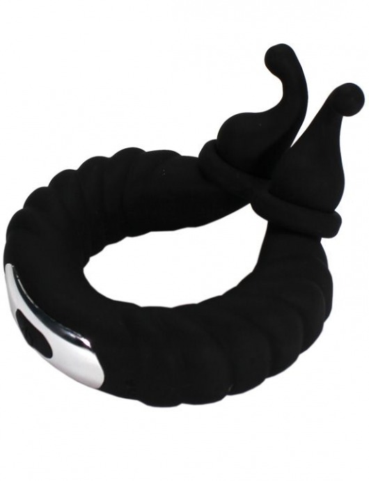 Черное эрекционное виброкольцо Snail с усиками - Eroticon - в Краснодаре купить с доставкой