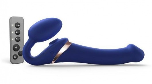 Синий безремневой страпон Multi Orgasm Size M с клиторальной стимуляцией - Strap-on-me - купить с доставкой в Краснодаре