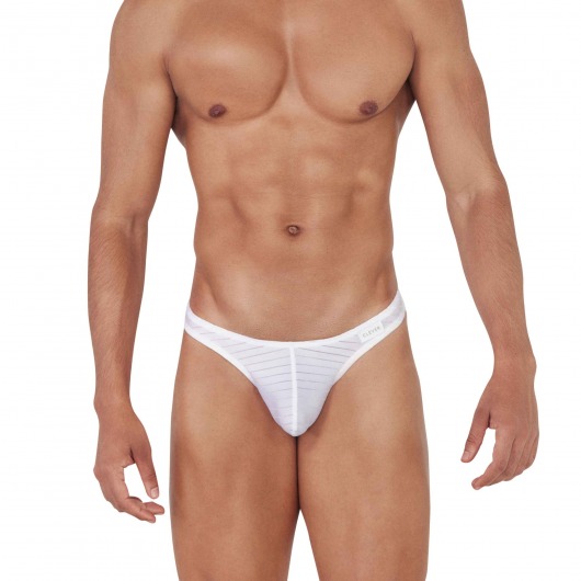 Сексуальные белые трусы-тонги в полоску Sainted Thong - Clever Masculine Underwear купить с доставкой