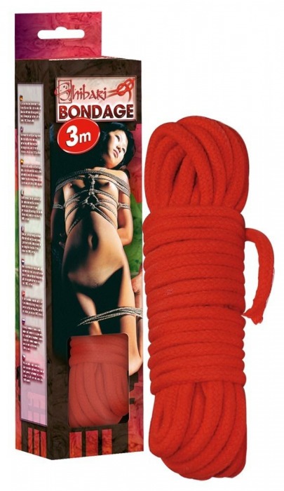 Красная веревка для бандажа - 3 м. - Orion - купить с доставкой в Краснодаре