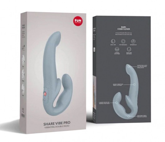 Серый безремневой страпон Share Vibe Pro - Fun Factory - купить с доставкой в Краснодаре