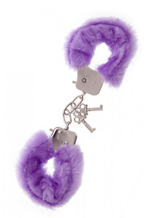 Фиолетовые меховые наручники METAL HANDCUFF WITH PLUSH LAVENDER - Dream Toys - купить с доставкой в Краснодаре