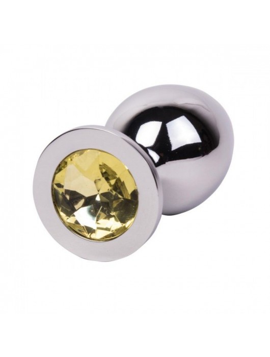 Большой стальной плаг с желтым кристаллом Sweet Lemon - 9,5 см. - Erotic Fantasy - купить с доставкой в Краснодаре