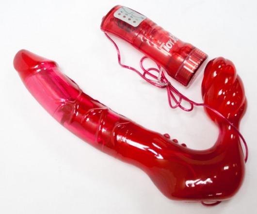 Безремневой вагинальный страпон с вибратором Bend Over Boyfriend Red - 21 см. - Toy Joy - купить с доставкой в Краснодаре