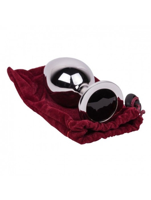 Большой стальной плаг с черным кристаллом Black Rave - 9,5 см. - Erotic Fantasy - купить с доставкой в Краснодаре