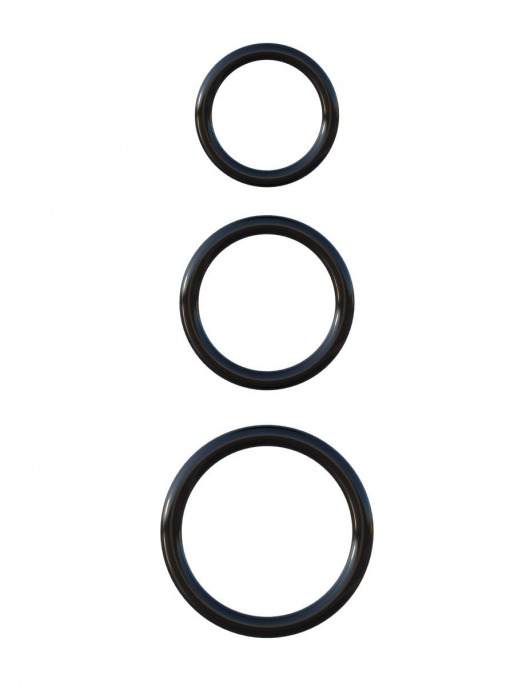 Набор из трех черных эрекционных колец Silicone 3-Ring Stamina Set - Pipedream - в Краснодаре купить с доставкой