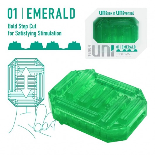Зеленый мастурбатор-стимулятор Tenga Uni Emerald - Tenga - в Краснодаре купить с доставкой