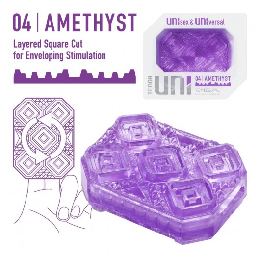 Фиолетовый мастурбатор-стимулятор Tenga Uni Amethyst - Tenga - в Краснодаре купить с доставкой