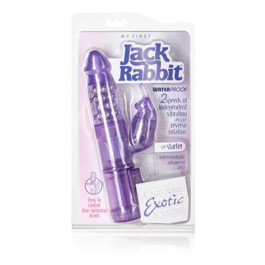 Фиолетовый вибромассажер My First Jack Rabbit с клиторальным кроликом - 21 см. - California Exotic Novelties