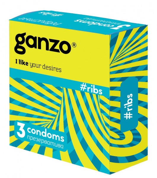 Презервативы с ребристой структурой Ganzo Ribs - 3 шт. - Ganzo - купить с доставкой в Краснодаре