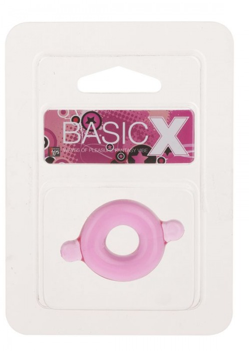 Розовое эрекционное кольцо с ушками для удобства надевания BASICX TPR COCKRING PINK - Dream Toys - в Краснодаре купить с доставкой