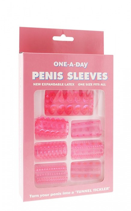 Набор из 7 розовых насадок на пенис ONE-A-DAY PENIS SLEEVES PINK - Seven Creations - в Краснодаре купить с доставкой