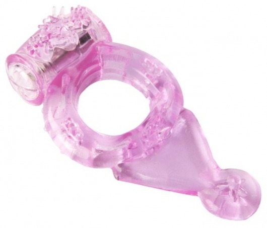 Розовое эрекционное виброкольцо с хвостом - Toyfa Basic - в Краснодаре купить с доставкой