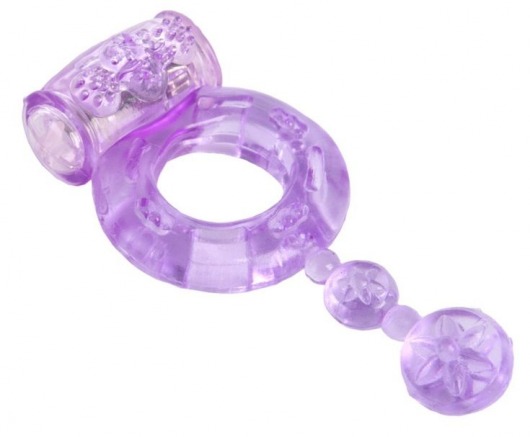 Фиолетовое эрекционное кольцо с вибратором - Toyfa Basic - в Краснодаре купить с доставкой