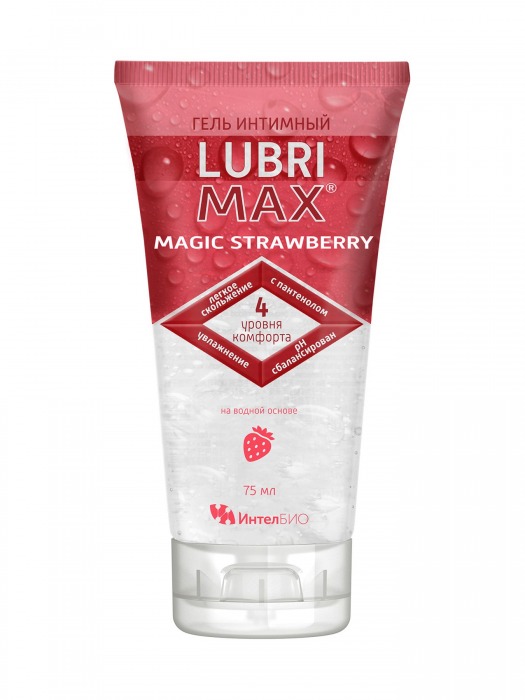 Интимный гель-смазка на водной основе Lubrimax Magic Strawberry - 75 мл. - ИнтелБИО - купить с доставкой в Краснодаре