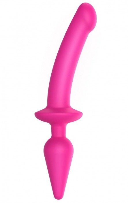 Ярко-розовый двусторонний фаллоимитатор Switch Plug-In Semi-Realistic Size L - Strap-on-me купить с доставкой в интернет-магазине Orgasmix в Краснодаре Ярко-розовый двусторонний фаллоимитатор Switch Plug-In Semi-Realistic Size L - Strap-on-me