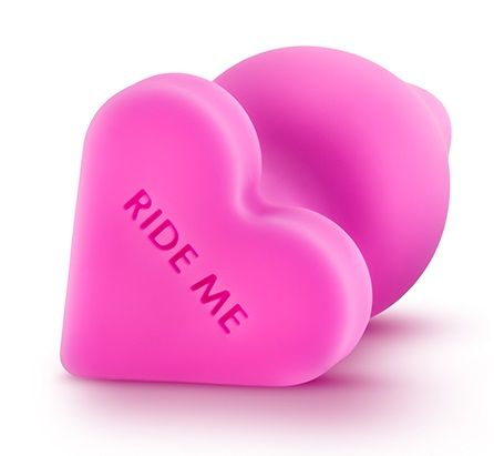 Розовый анальный плаг с основанием-сердечком NAGHTIER CANDY HEART RIDE ME - 10,6 см. - Blush Novelties - купить с доставкой в Краснодаре