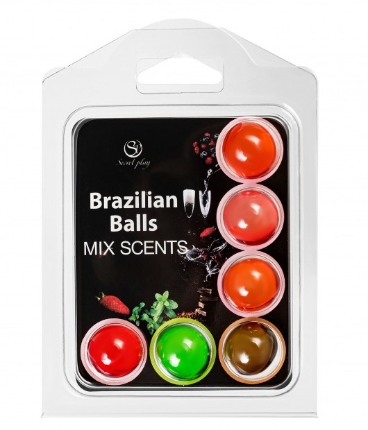 Набор из 6 шариков с ароматизированными массажными маслами Brazilian Balls - Secret Play - купить с доставкой в Краснодаре